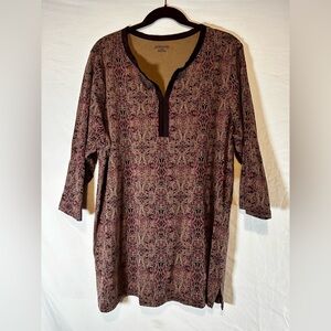 St. John Bay Women’s Blouse Size XL Multicolor Cotton Shirt Long Sleeve Top